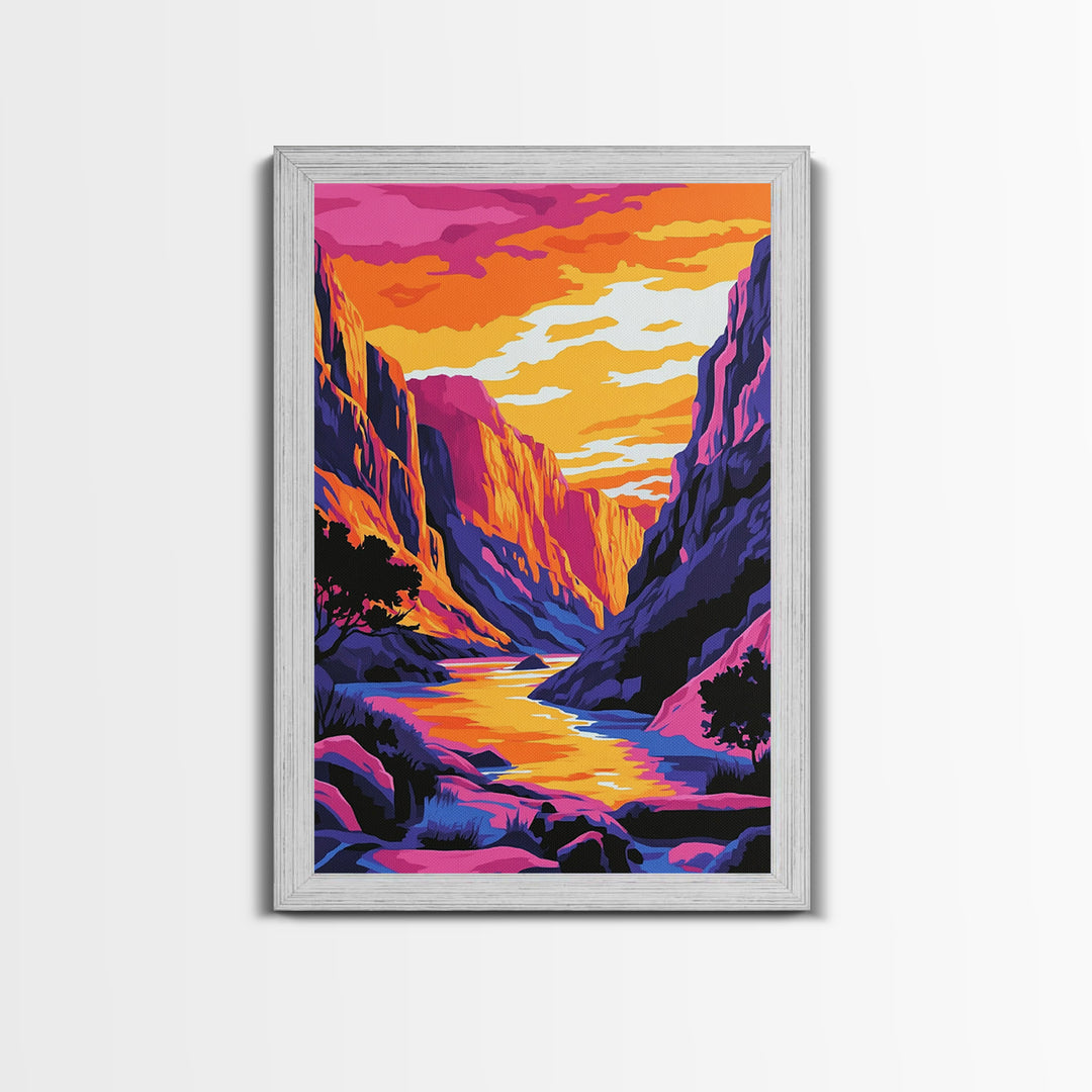 Canyon Sunset, Landscape Painting, Pink Orange Wall Art, Canvas Print, Southwest Wall Art, Nature Wall Art, Rustic Art, Gift Idea