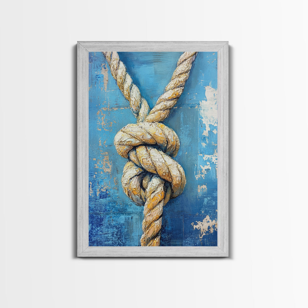 Nautical Knot, Coastal Wall Art, Framed Canvas Print, nautical decor, rustic art, textured painting, nautical painting, coastal cowgirl wall art