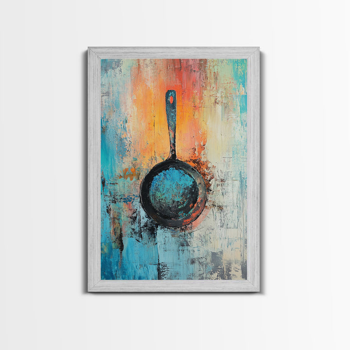Abstract Frying Pan, kitchen art, food review kitchen art, rustic decor, geometric wall art, coffee wall art, Canvas Print
