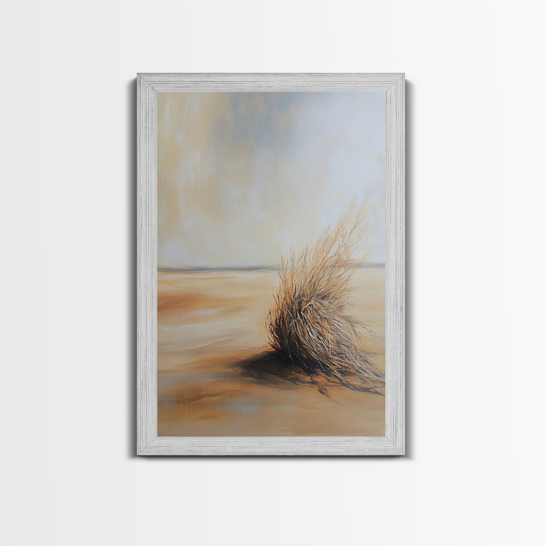 Desert Tumbleweed, southwest wall art, wabi sabi art, minimalist art, rustic decor, moody art, landscape painting, Canvas Print