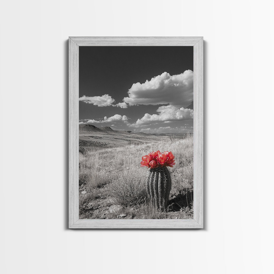 Cactus Bloom, Wildflower Painting, Botanical Prints, Nature Art, Rustic Decor, Southwest Wall Art, Canvas Print, Living Room Art