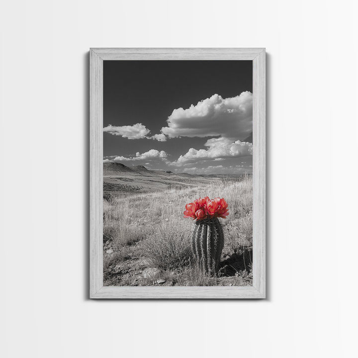 Cactus Bloom, Wildflower Painting, Botanical Prints, Nature Art, Rustic Decor, Southwest Wall Art, Canvas Print, Living Room Art