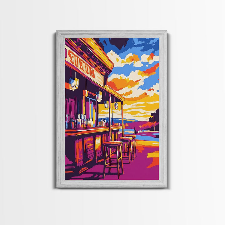 Western Saloon, Old West Bar, Rustic Cowboy Scene, Vintage Decor, Canvas Print, Extra Wide Art, Rustic Wall Art, Southwest Wall Art