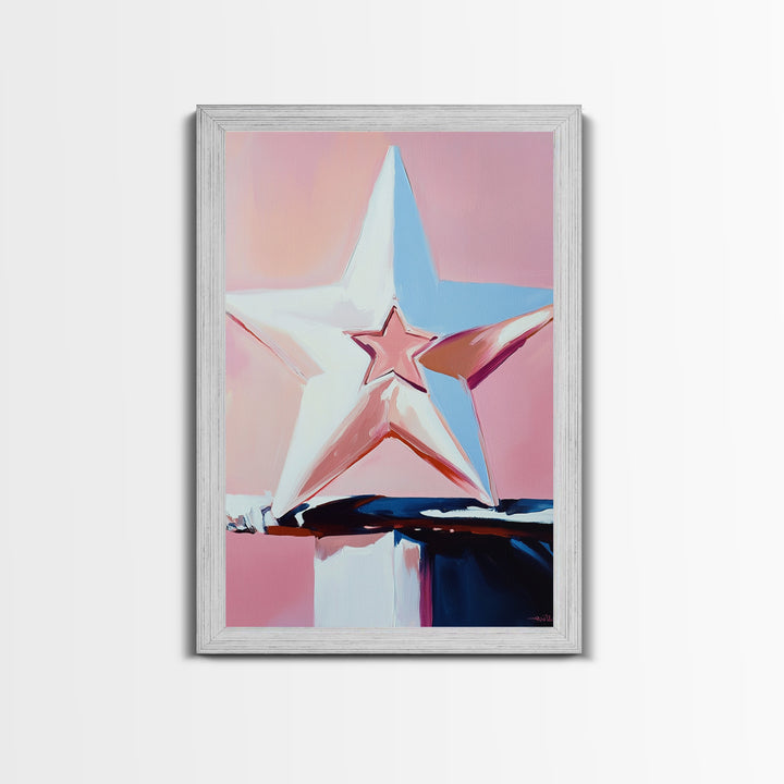 Pastel Star Painting, Light Pink Wall Art, Abstract Star Art, Whimsical Art, Matisse Wall Art, Canvas Print, Minimalist Art, Bedroom Art