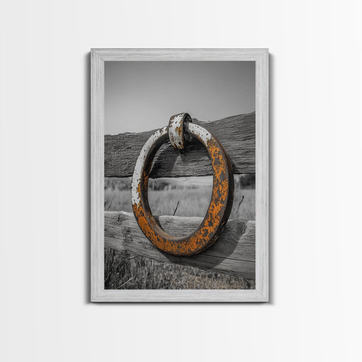 Rustic Metal Ring, Wabi Sabi Wall Art, Rustic Decor, Farmhouse Art, Minimalist Art, Weathered Metal Art, Canvas Print, Gift Idea