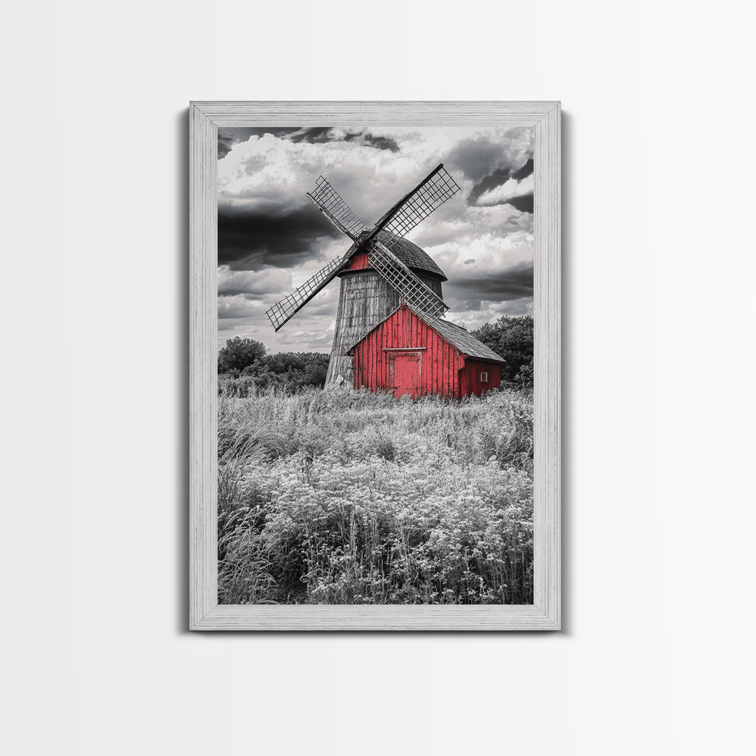 Windmill, Rustic Farm Art, Windmill Wall Art, Farmhouse Art, Minimalist Art, Rustic Decor, Wabi Sabi Art, Canvas Print, Gift Idea