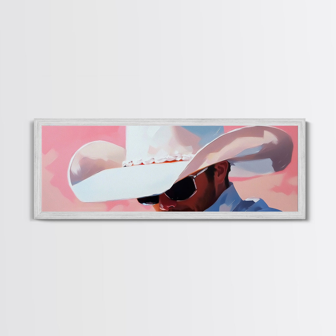 Cowboy Portrait, Pink Abstract Art, Southwest Wall Art, Canvas Print, Light Pink Wall Art, Rustic Decor, Living Room Art
