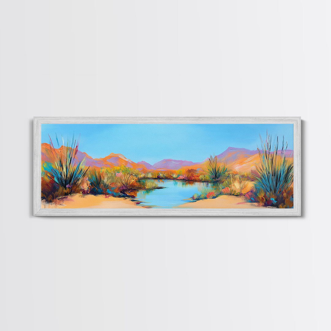 Coastal Landscape Art, Framed Canvas Print, Extra Wide Art, Lake Tahoe Art, Living Room Art, Panoramic Painting, Rustic Decor, Above Sofa Art
