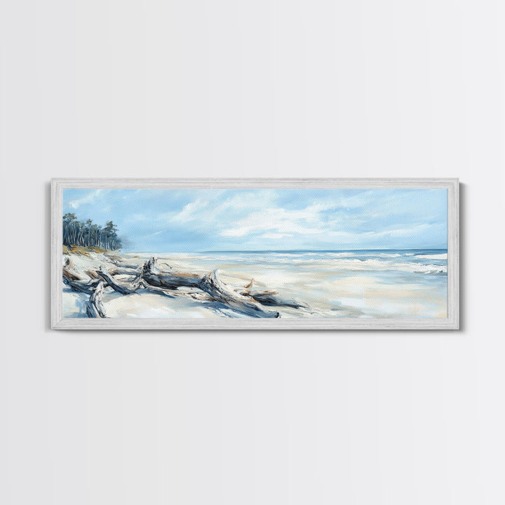 Coastal Decor, Framed Canvas Print, Nautical Painting, Seascape Painting, Rustic Wall Art, Extra Wide Art, Living Room Art, Above Couch Art