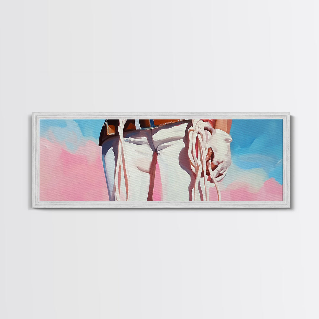 Cowgirl Holding Rope, black cowgirl painting, pink orange wall art, rustic wall art, western decor, framed canvas print, wall decor