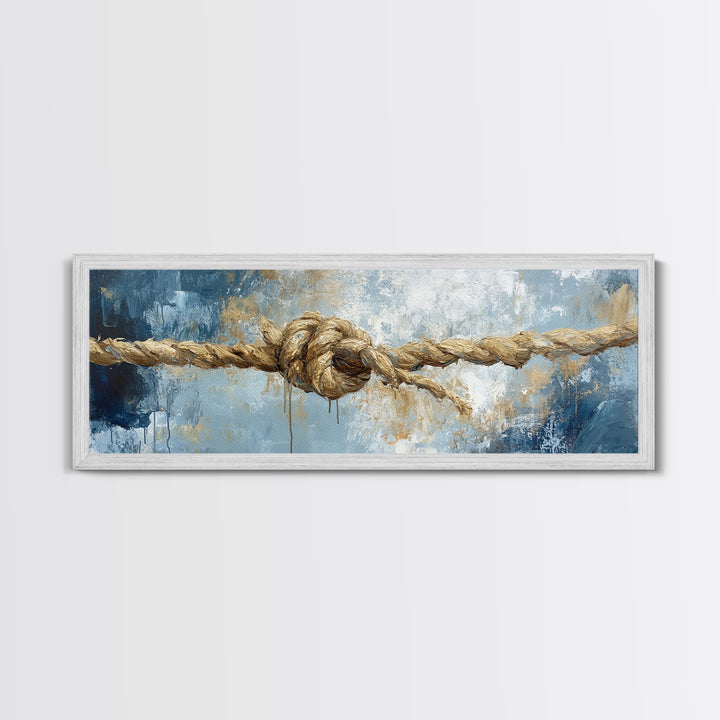 Nautical Rope Art, rustic decor, nautical painting, coastal decor, farmhouse art, wabi sabi art, framed canvas print, moody art