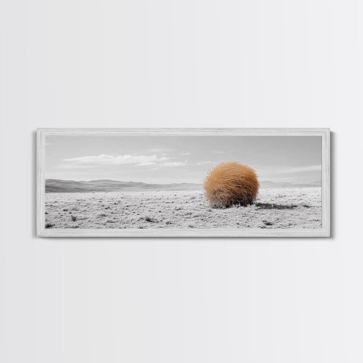Tumbleweed, Desert Landscape, Southwest Wall Art, Minimalist Art, Extra Wide Art, Panoramic Art, Framed Canvas Print, Wabi Sabi Art