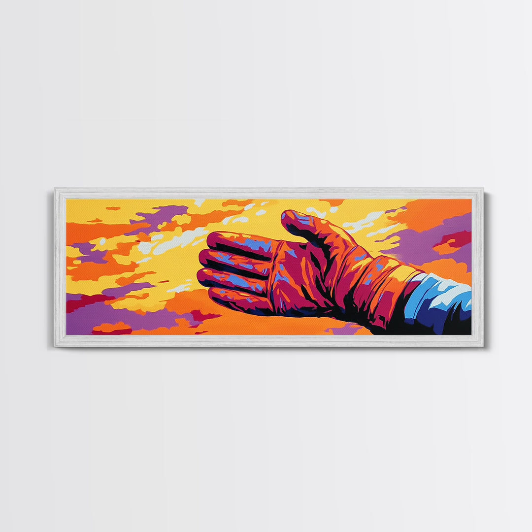 Vibrant Leather Glove Art, Canvas Print, Pink Orange Wall Art, Southwest Wall Art, Whimsical Art, Extra Wide Art, Rustic Decor