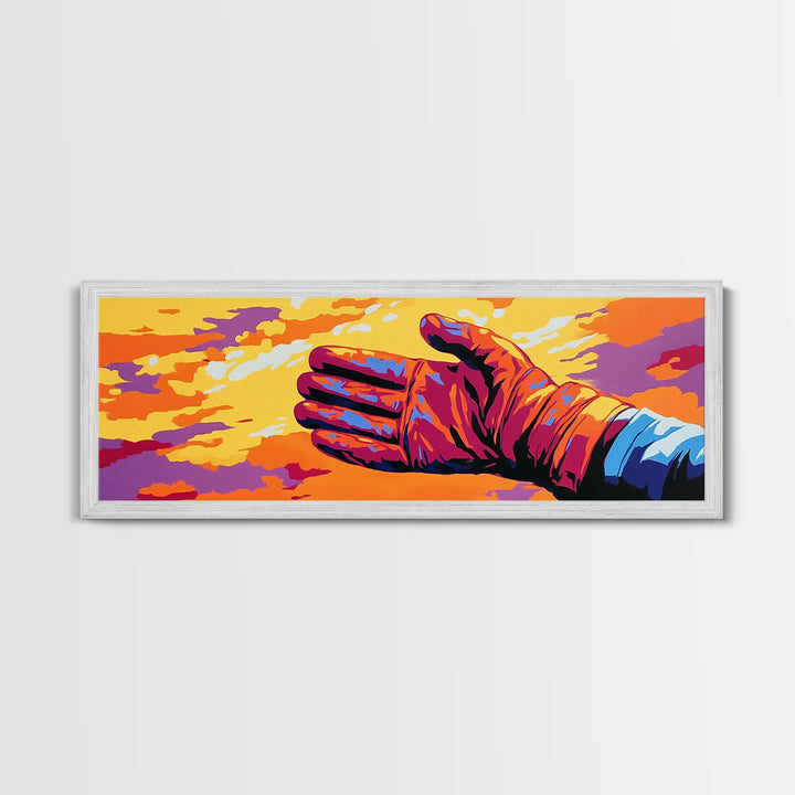 Vibrant Leather Glove Art, Canvas Print, Pink Orange Wall Art, Southwest Wall Art, Whimsical Art, Extra Wide Art, Rustic Decor