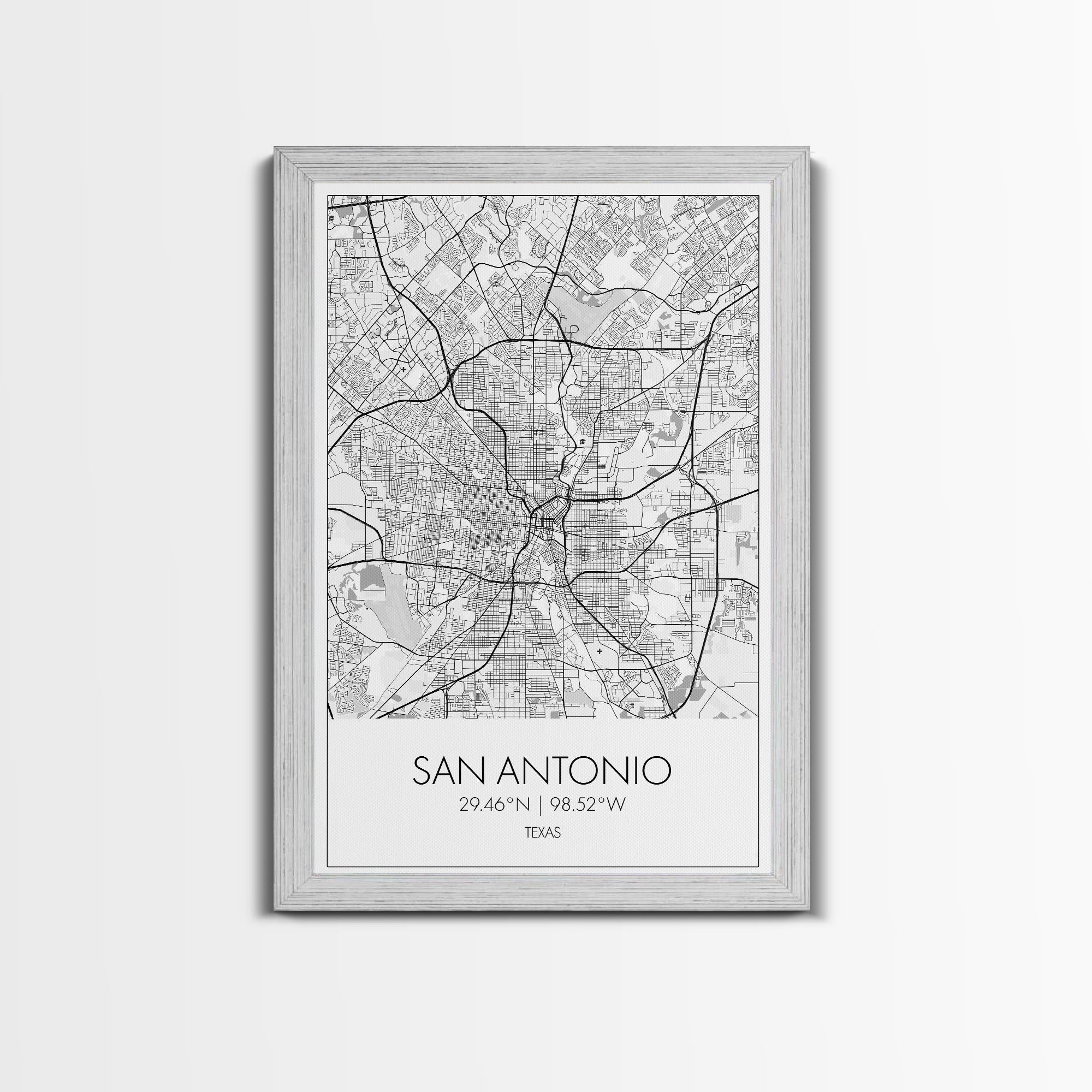 San Antonio Street Map, Texas Map, City Map Art, Minimalist Art, Wall Art, Canvas Print, Black And White Art, Travel Print, Family Gift