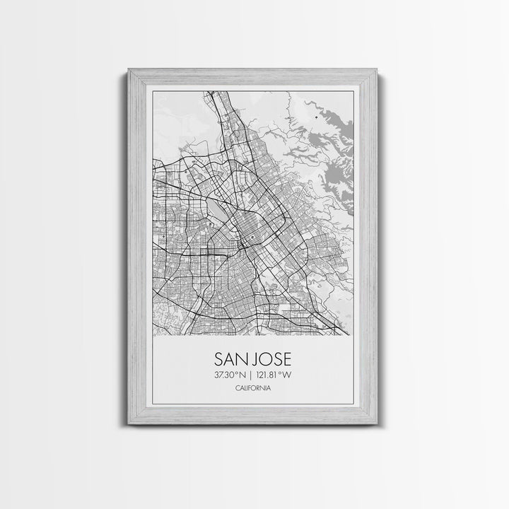 San Jose Street Map, California Map, City Map Print, Minimalist Art, Wall Art, Canvas Print, Girl Graduation Gift, Game Room Wall Art