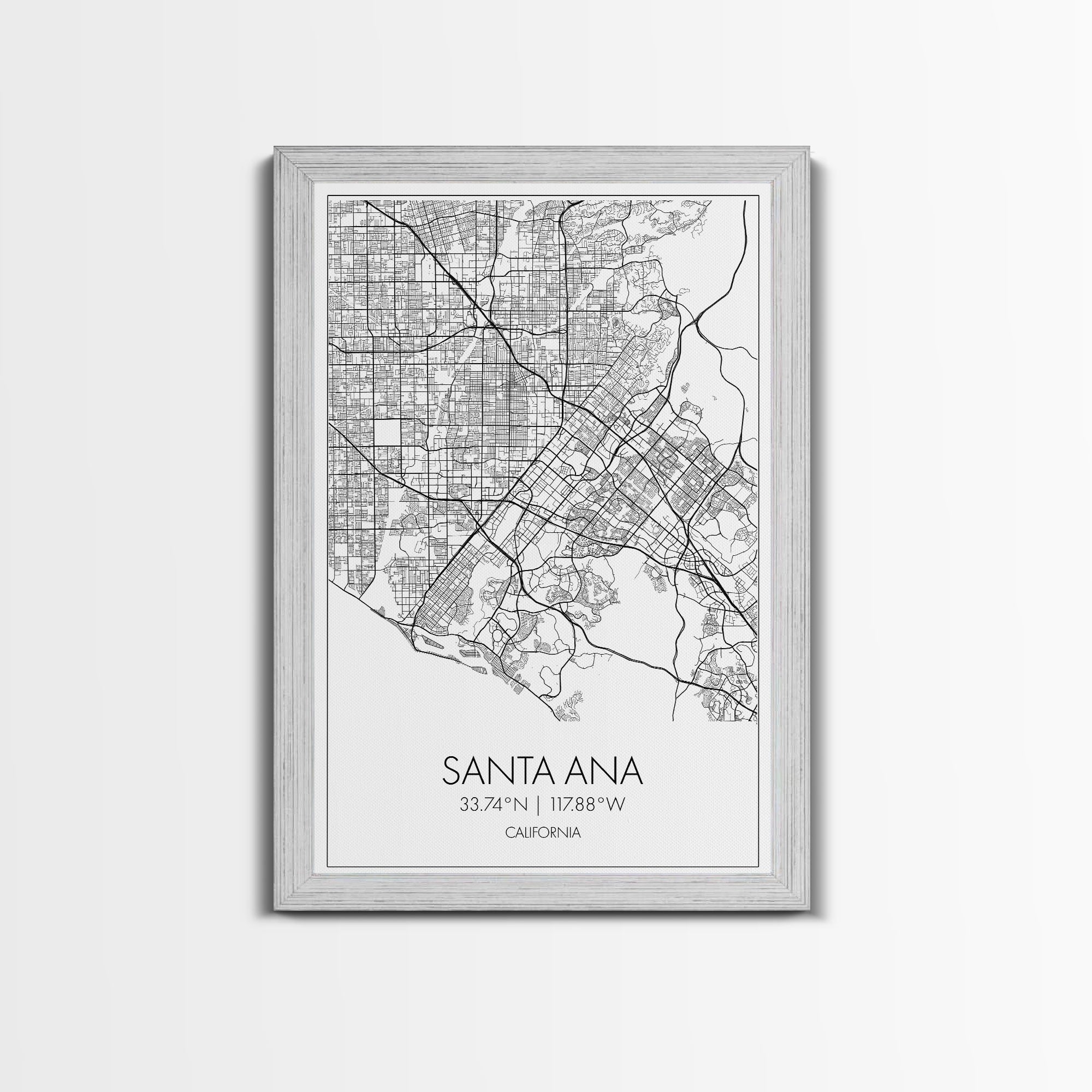 Santa Ana Street Map, California Map, City Map Print, Minimalist Art, Wall Art, Canvas Print, Living Room Décor, Adventure Gifts, Travel Art