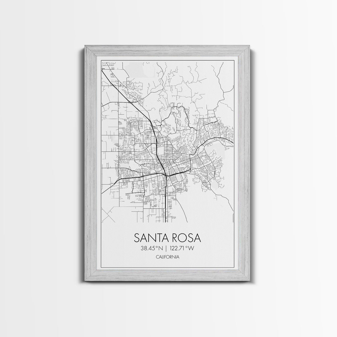 Santa Rosa Street Map, California Map, City Map Print, Minimalist Art, Wall Art, Canvas Print, Bedroom Wall Art, Travel Gift, Travel Art
