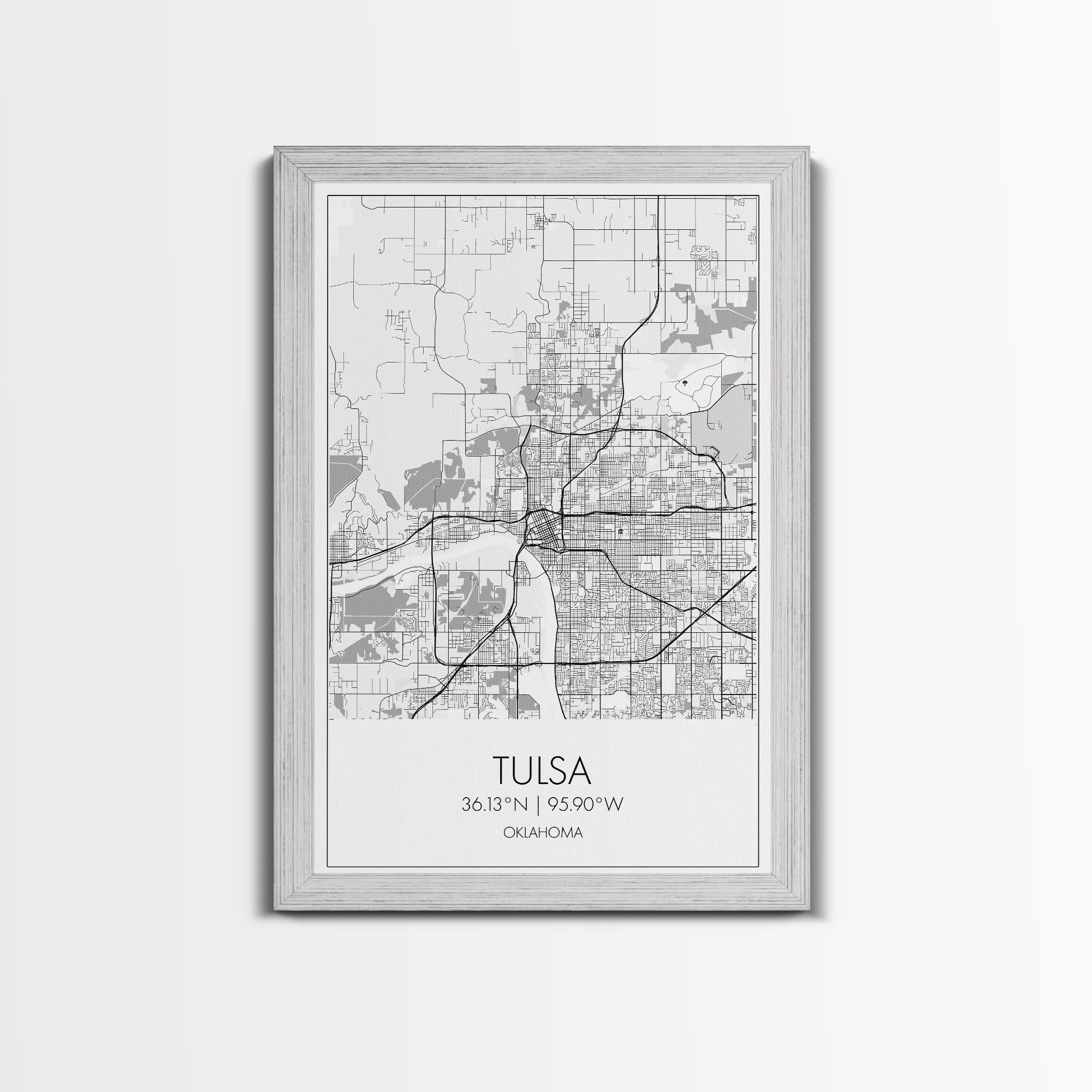 Tulsa Street Map, Oklahoma Map, City Map Print, Modern Wall Art, Wall Art, Canvas Print, Dorm Room Décor, Gift For Husband, Travel Art Print