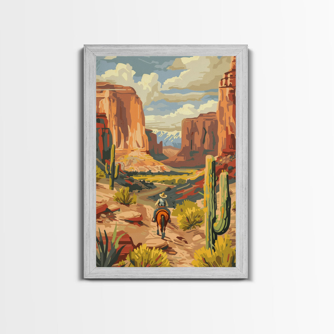 Colorful Western Cowboy Boots with Floral Design - Framed Canvas Print, Rustic Wall Art, Western Boot Decor for Living Room