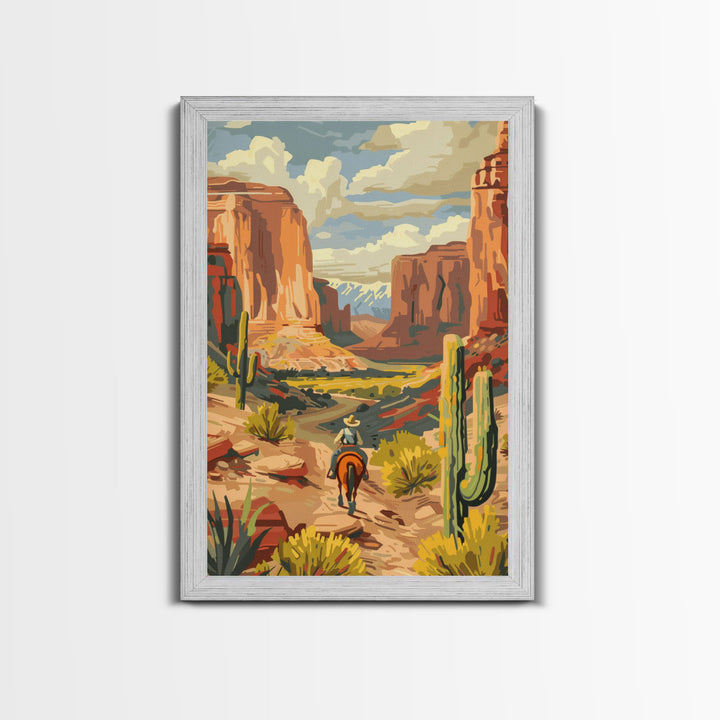 Colorful Western Cowboy Boots with Floral Design - Framed Canvas Print, Rustic Wall Art, Western Boot Decor for Living Room