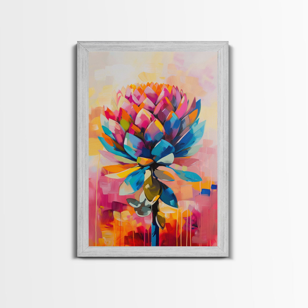 Colorful Rooster Art Framed Canvas Print - Farmhouse Wall Art, Living Room Decor, Vibrant Animal Art for Home Decoration