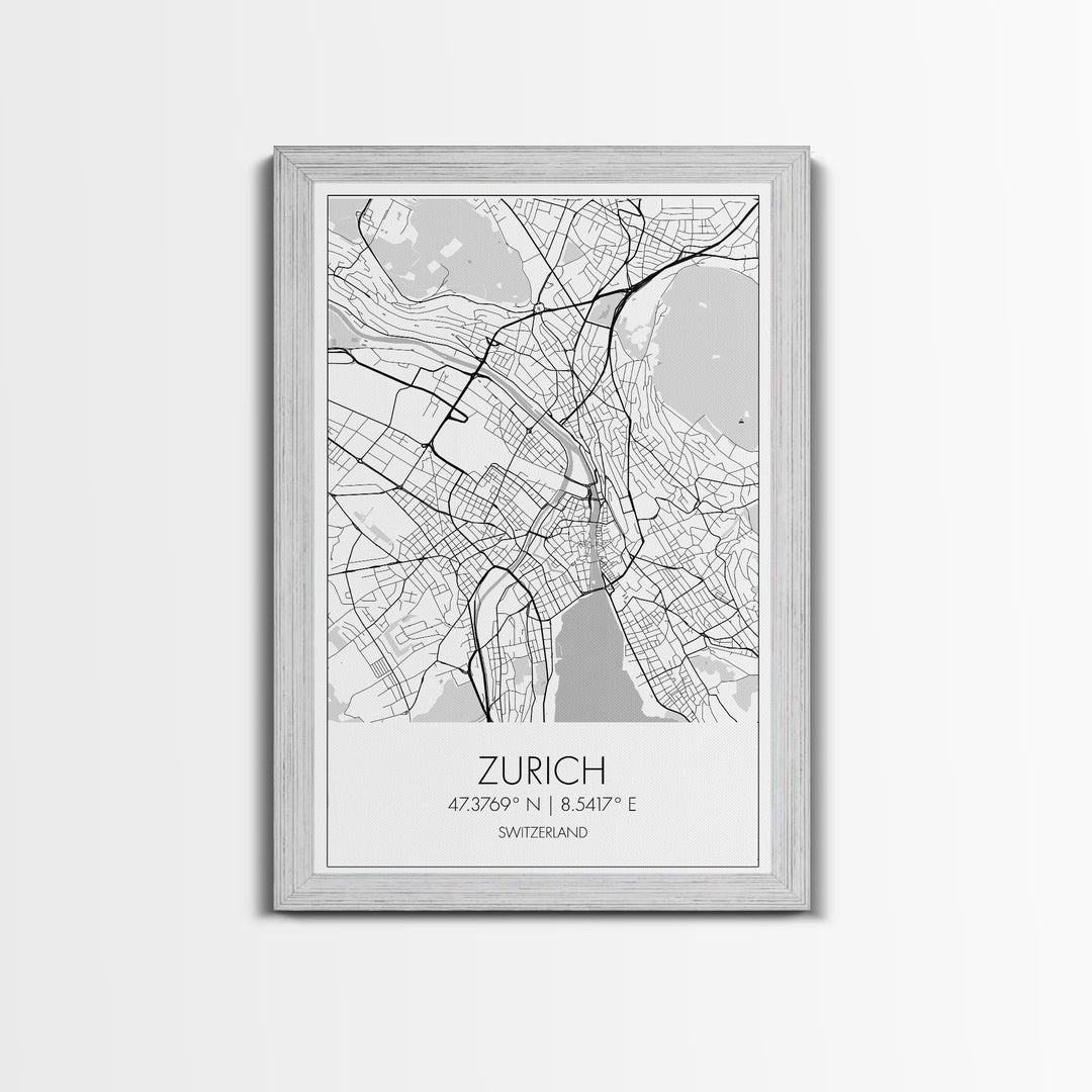 Zurich Street Map, Switzerland Map, Europe City Map Print, Minimalist Art, Wall Art, Canvas Print, Travel Art, Wall Hanging, Honeymoon Gift
