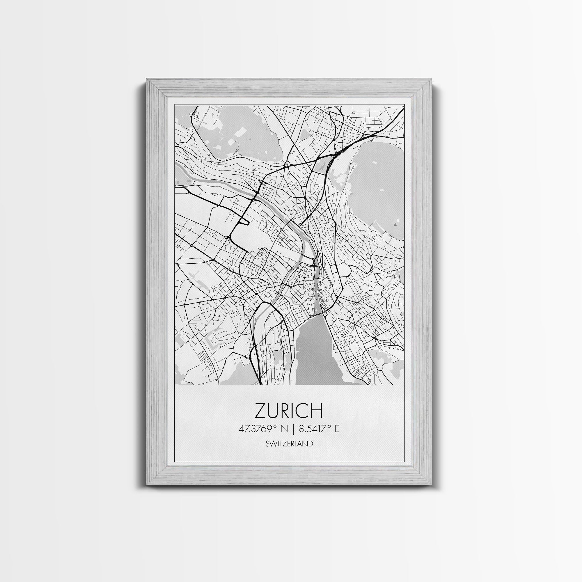 Zurich Street Map, Switzerland Map, Europe City Map Print, Minimalist Art, Wall Art, Canvas Print, Travel Art, Wall Hanging, Honeymoon Gift