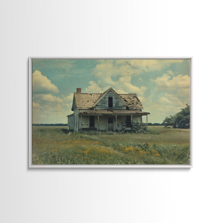 Retro Watercolor Painting Print Of A Vintage Farmhouse, Kitsch Art, Wall Art, Farmhouse Decor, Western Art For Living Room