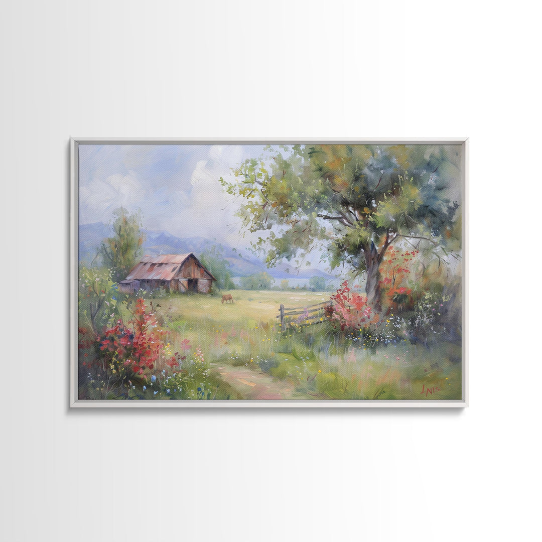 Primitive / Rustic Wall Art | Framed Canvas Print | Home Decor Gift | Housewarming Gift | Vintage Country Art | Minimalist Watercolor