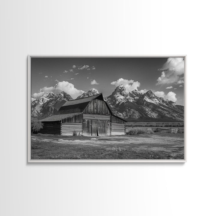 Old Barn Wall Art, Framed Canvas Print or Metal Art, Rustic Homestead Framed Canvas Art, Vintage Old Barn Black and White Wall Art