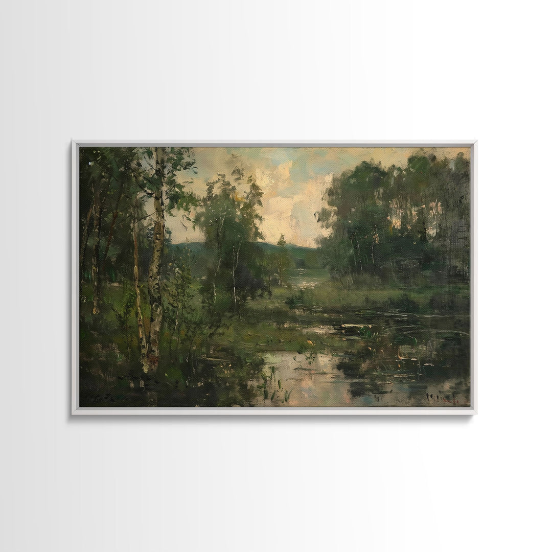 Early American Landscape Painting Framed Canvas Print | Oil Painting Print | Metal Art | Landscape Painting | Living Room Art | Home Decor