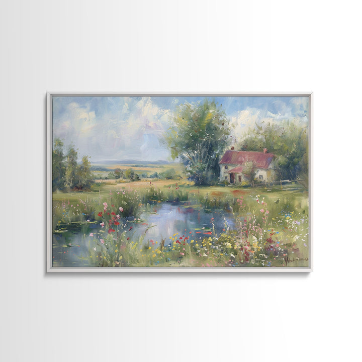 Cottagecore Farmhouse Print, Framed Wall Art, Wood Frame Art, Metal Print, Wall Art, Large Art, Landscape Painting, Country Decor