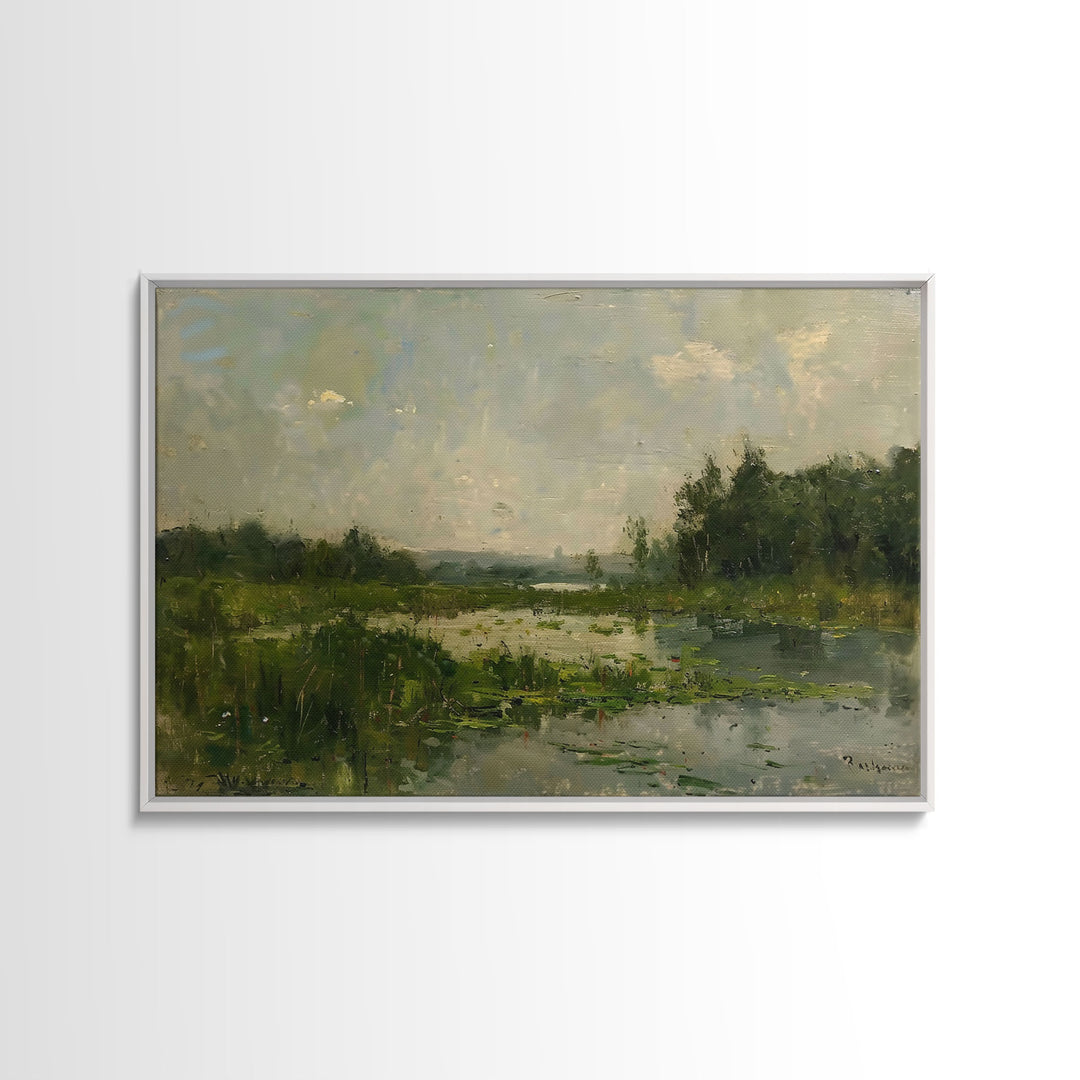 By The Water - Framed Canvas Print, English Landscape, Painting Print On Canvas Or Metal, Living Room Decor