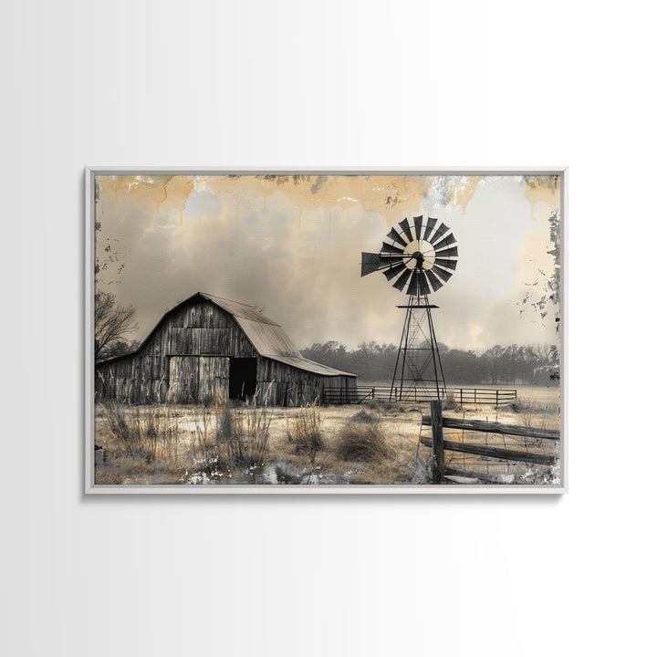 Minimalist Farmhouse Barn Wall Art Canvas Print Painting Metal Art Vintage Decor Country Art Frame Art Rustic Primitive Art Old Barn
