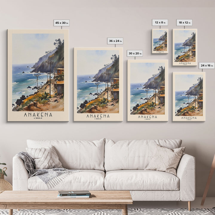 Anakena, Chile Watercolor Print, Vacation Gift, Chile Wall Art, Beach Painting, Beach Decor, Beach Or Lakehouse Art