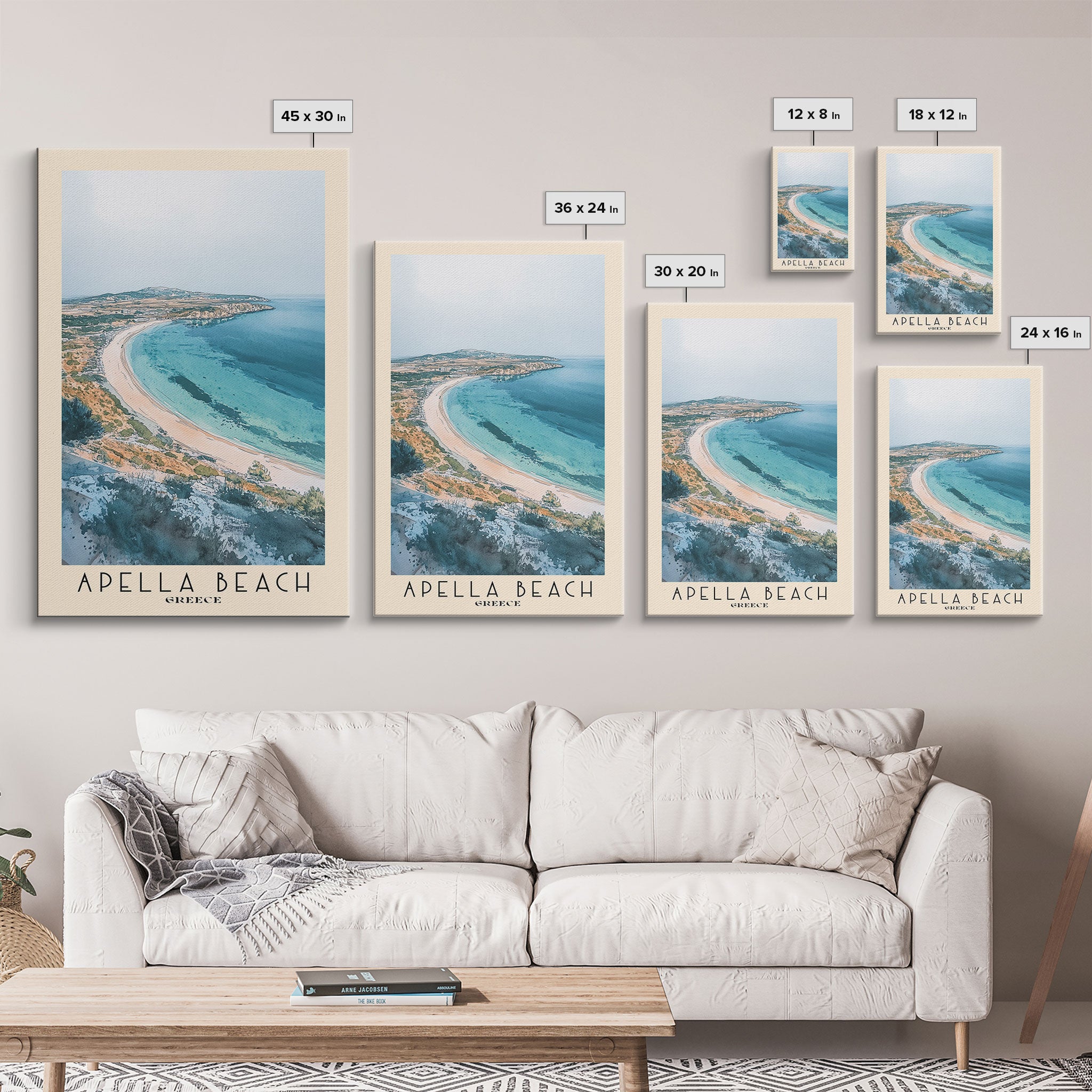 Apella Beach, Greece Watercolor Print, Vacation Gift, Greece Wall Art, Beach Painting, Beach Decor, Beach Or Lakehouse Art