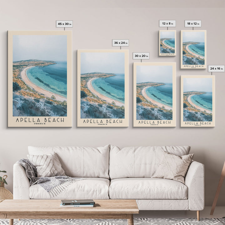 Apella Beach, Greece Watercolor Print, Vacation Gift, Greece Wall Art, Beach Painting, Beach Decor, Beach Or Lakehouse Art