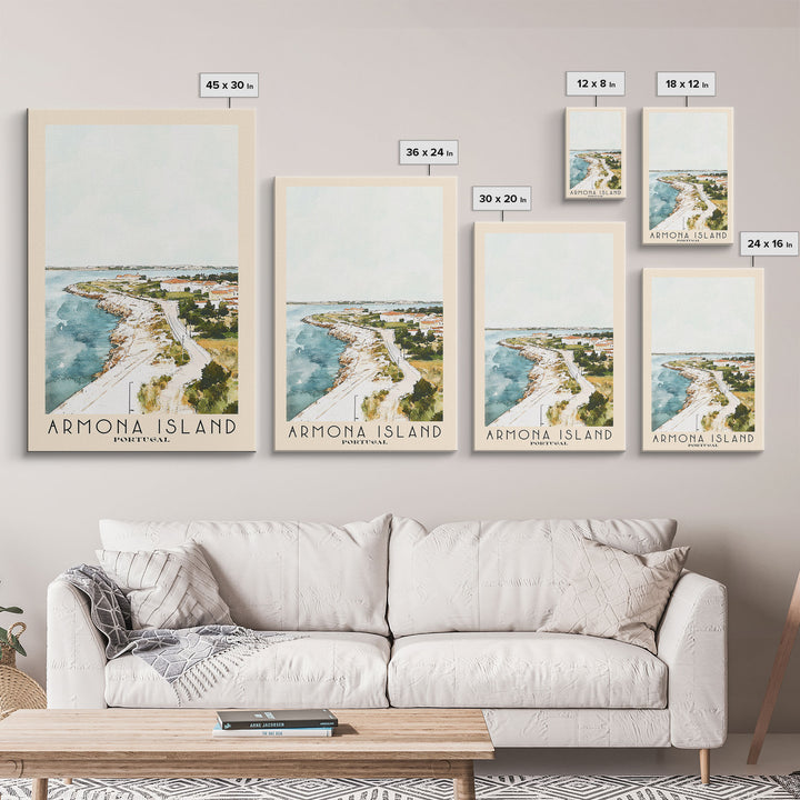 Armona Island, Portugal Watercolor Beach Print, Vacation Gift, Portugal Wall Art, Beach Painting, Beach Decor, Beach Painting