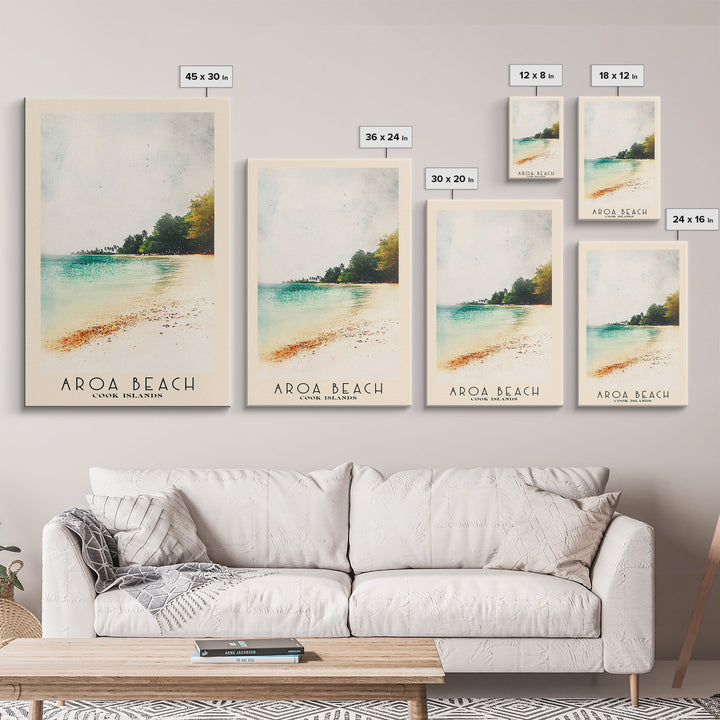 Aroa Beach, Cook Islands Watercolor Print, Vacation Gift, Cook Islands Wall Art, Beach Painting, Beach Decor, Large Wall Art, Wood Frame Art