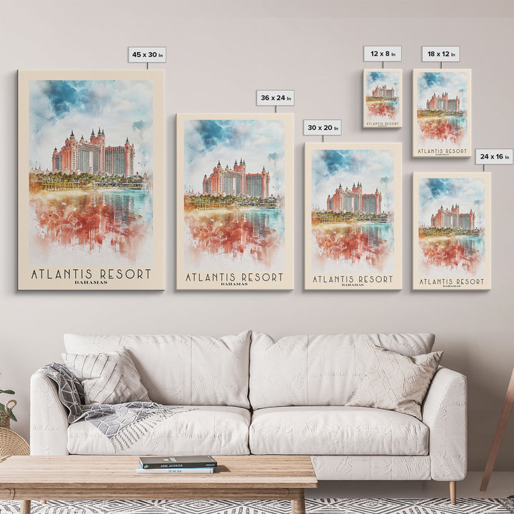 Atlantis Resort, Bahamas Watercolor Print, Vacation Gift, Bahamas Wall Art, Beach Painting, Beach Decor, Beach Or Lakehouse Art