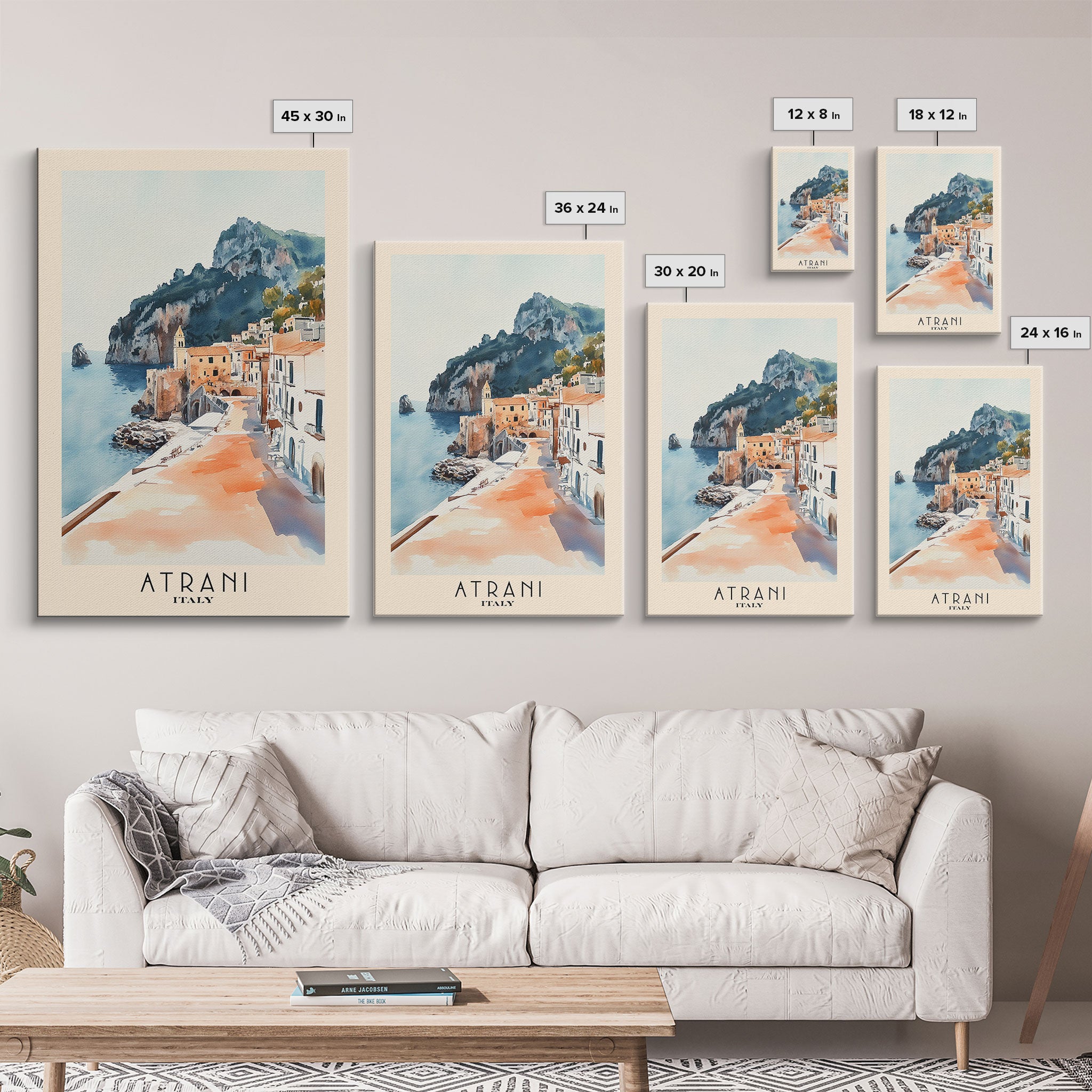 Atrani, Italy Watercolor Beach Print, Vacation Gift, Italy Wall Art, Beach Painting, Beach Decor, Beach Painting