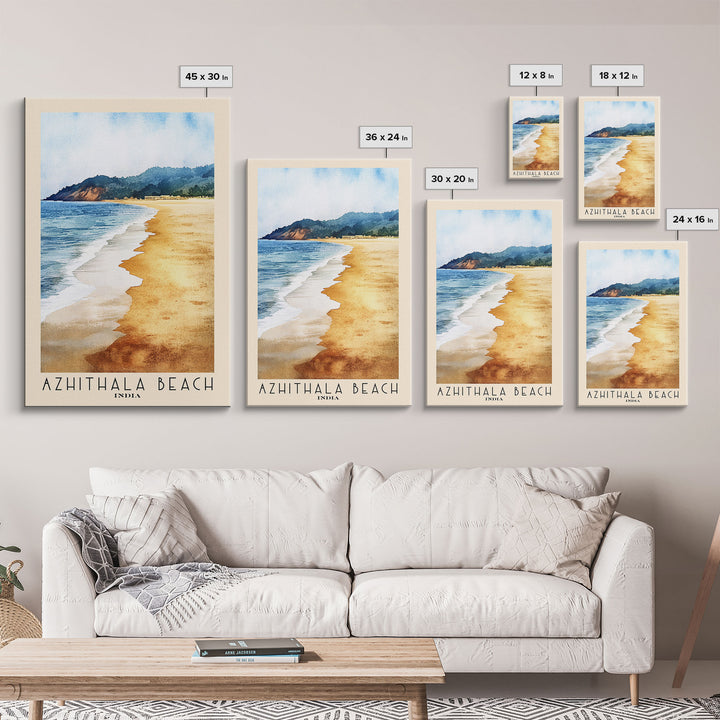 Azhithala Beach, India Watercolor Print, Vacation Gift, India Wall Art, Beach Painting, Beach Decor, Beach Or Lakehouse Art