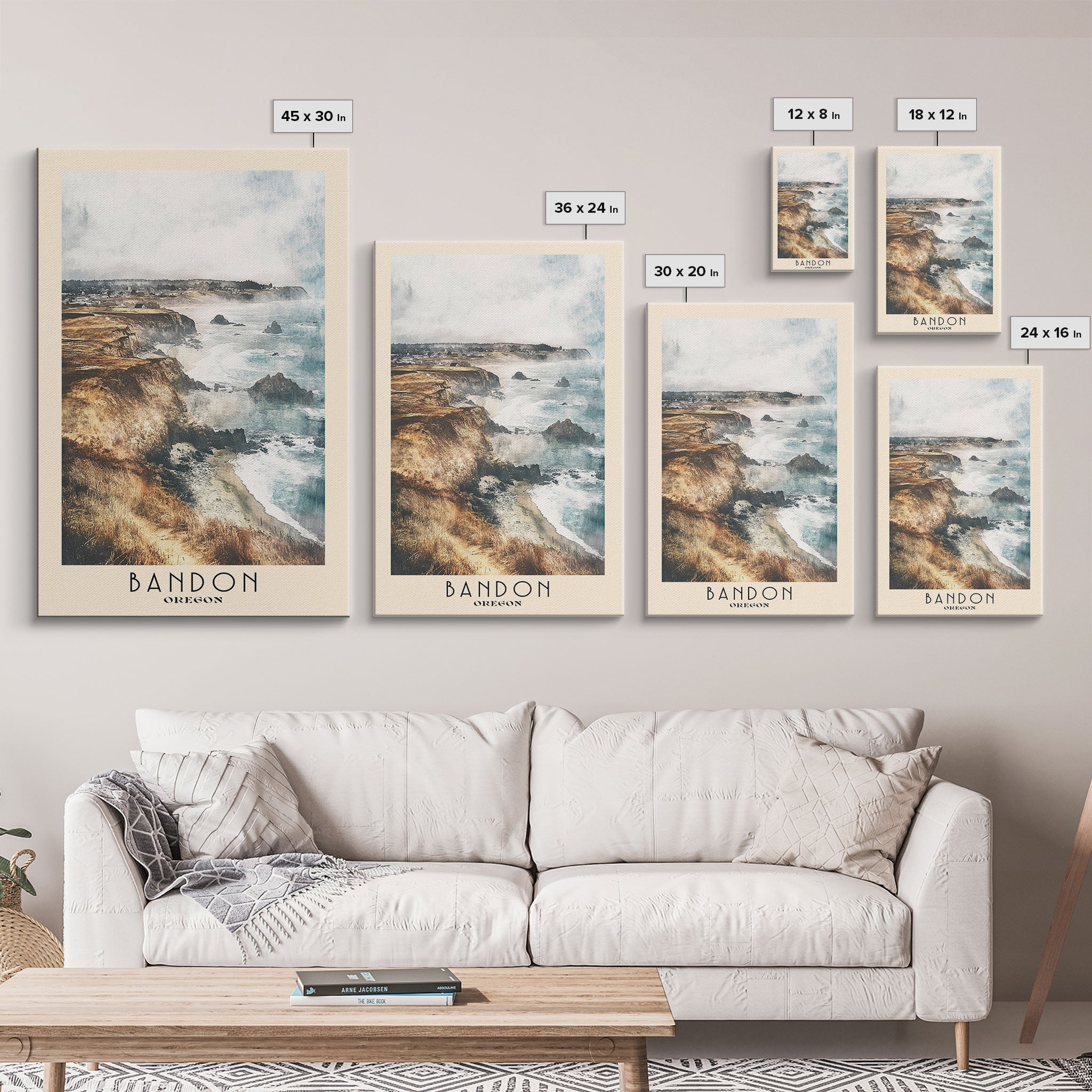 Bandon, Oregon Watercolor Beach Print, Vacation Gift, Oregon Wall Art, Beach Painting, Beach Decor, Beach Painting