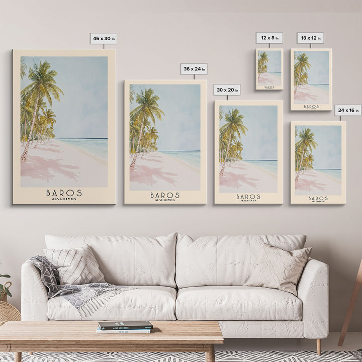 Baros, Maldives Watercolor Print, Vacation Gift, Maldives Wall Art, Vacation Wall Art, Vacatation Memories, Beach Decor, Beach Or Lakehouse Art