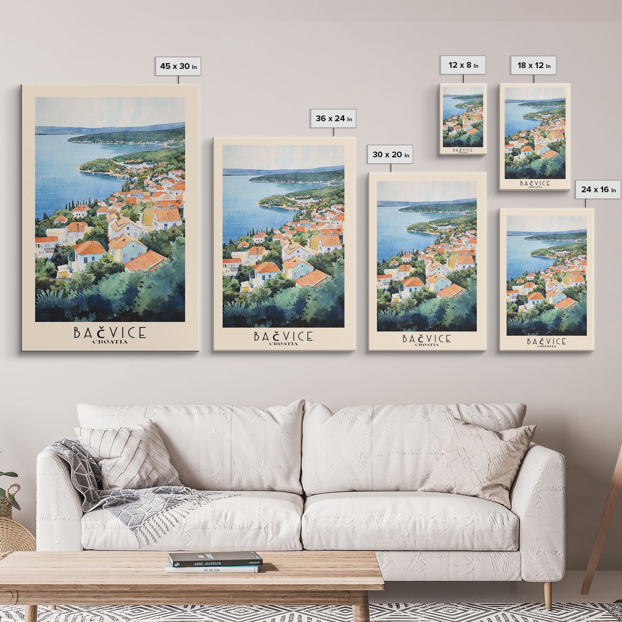 Bačvice, Croatia Watercolor Beach Print, Vacation Gift, Croatia Wall Art, Beach Painting, Beach Decor, Beach Painting