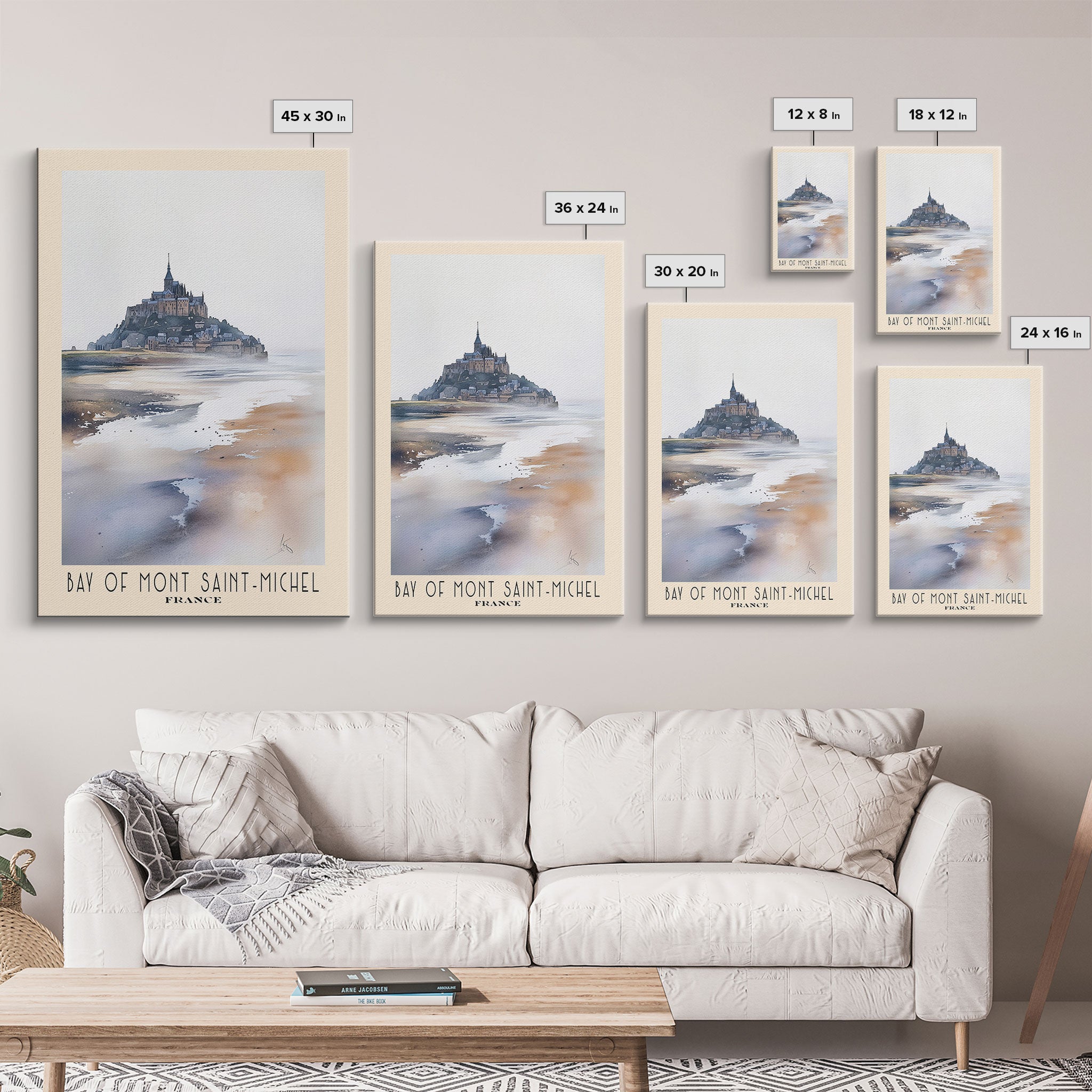 Bay of Mont Saint-Michel, France Watercolor Print, Vacation Gift, France Wall Art, Beach Painting, Beach Decor, Beach Or Lakehouse Art
