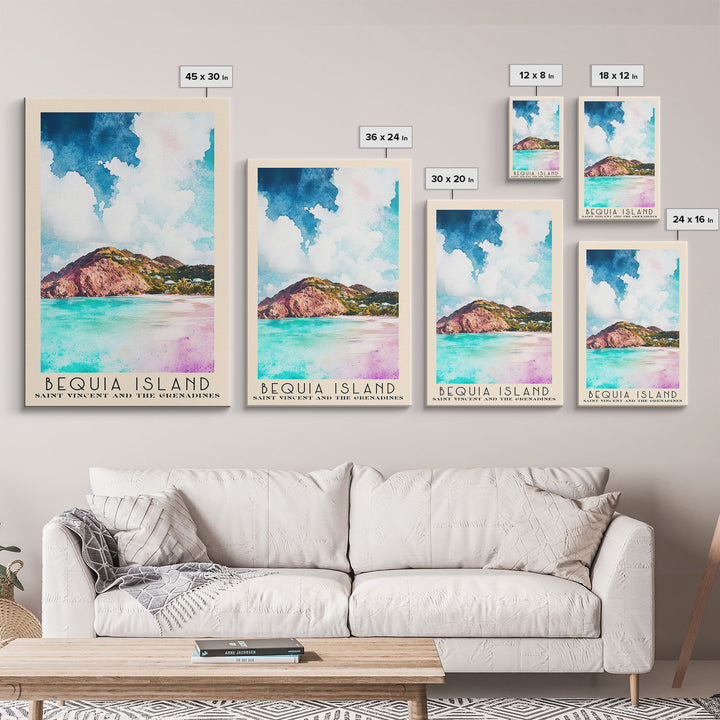 Bequia Island, Saint Vincent and the Grenadines Watercolor Beach Print, Vacation Gift, Saint Vincent and the Grenadines Wall Art, Beach Painting, Beach Decor, Beach Painting
