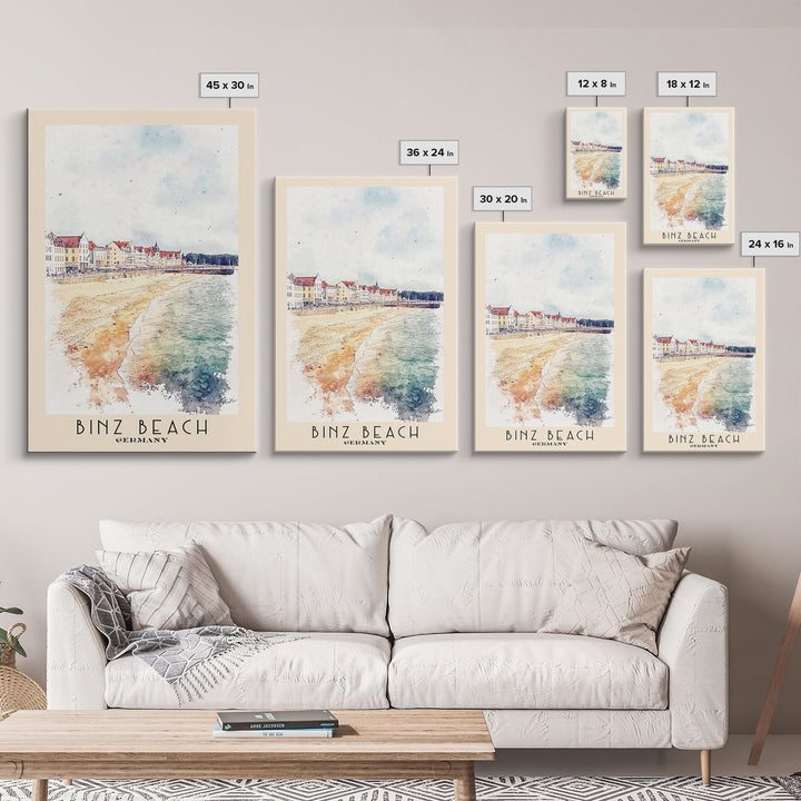 Binz Beach, Germany Watercolor Print, Vacation Gift, Germany Wall Art, Vacation Wall Art, Vacatation Memories, Beach Decor, Beach Or Lakehouse Art