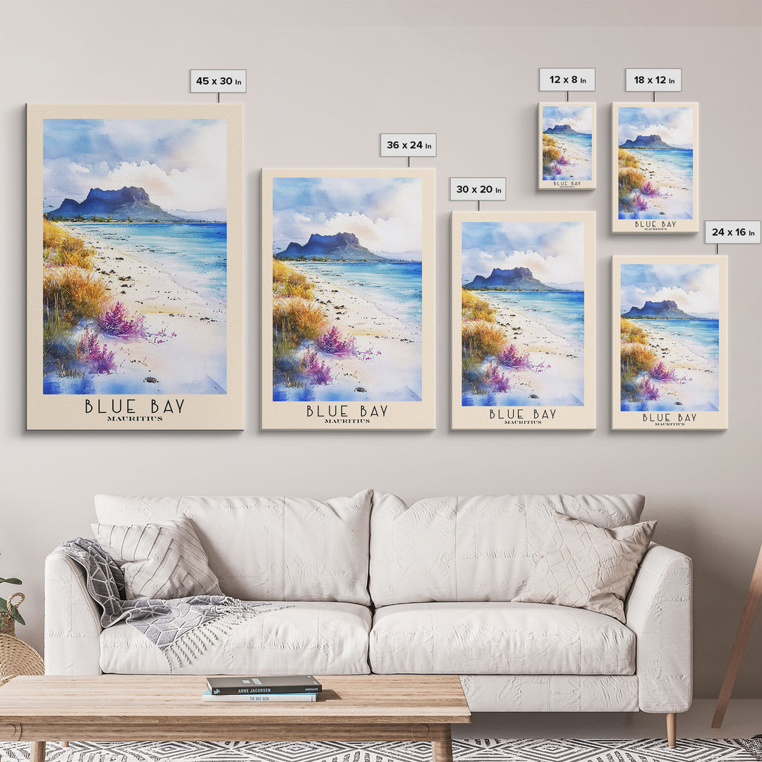 Blue Bay, Mauritius Watercolor Print, Vacation Gift, Mauritius Wall Art, Vacation Wall Art, Vacatation Memories, Beach Decor, Beach Or Lakehouse Art
